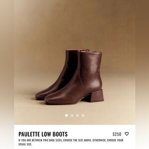 Sezane Paulette Low Boots Glossy Chocolate - Size 7